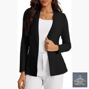 Long Sleeve Rib Knit Open Front Cardigan Sweater for Women Casual